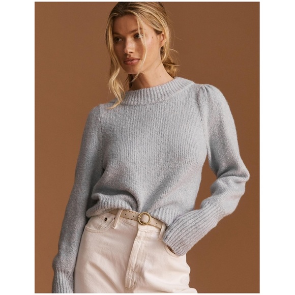 Anthropologie Sweaters - Anthropologie Maeve Puff Sleeve Sweater Sky Blue new NWT Size medium Anthro cozy